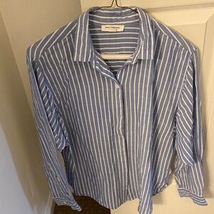 beachlunchlounge Blue and White Striped Casual Shirt